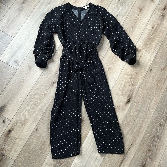 Whistles Pants - Whistles Polka Dot Jumpsuit Black & White Long Sleeve and Belted